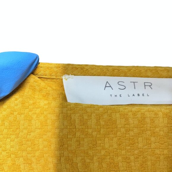 ASTR Women's Top Blouse Crop Tie Hem Mustard Yellow Texture Long Sleeve Size XS - Picture 5 of 6